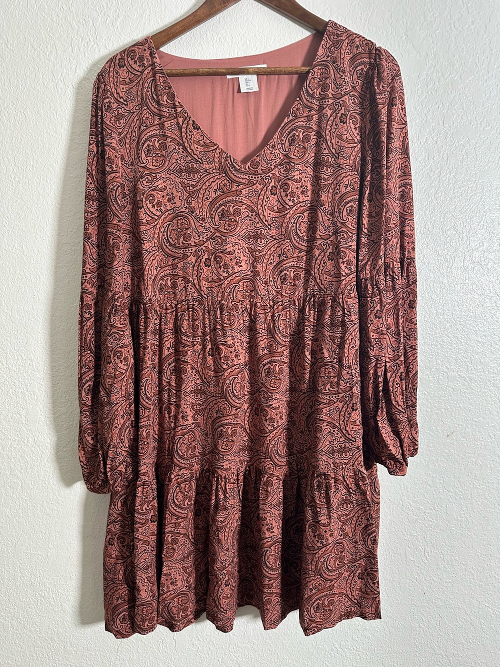 Lucky Brand Women’s Babydoll Tiered Bohemian Paisley Dress Size L